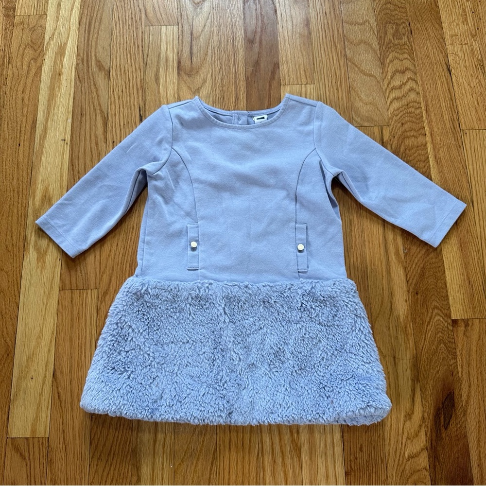 Janie and Jack Faux Fur Trim Ponte Dress Lavender size 4